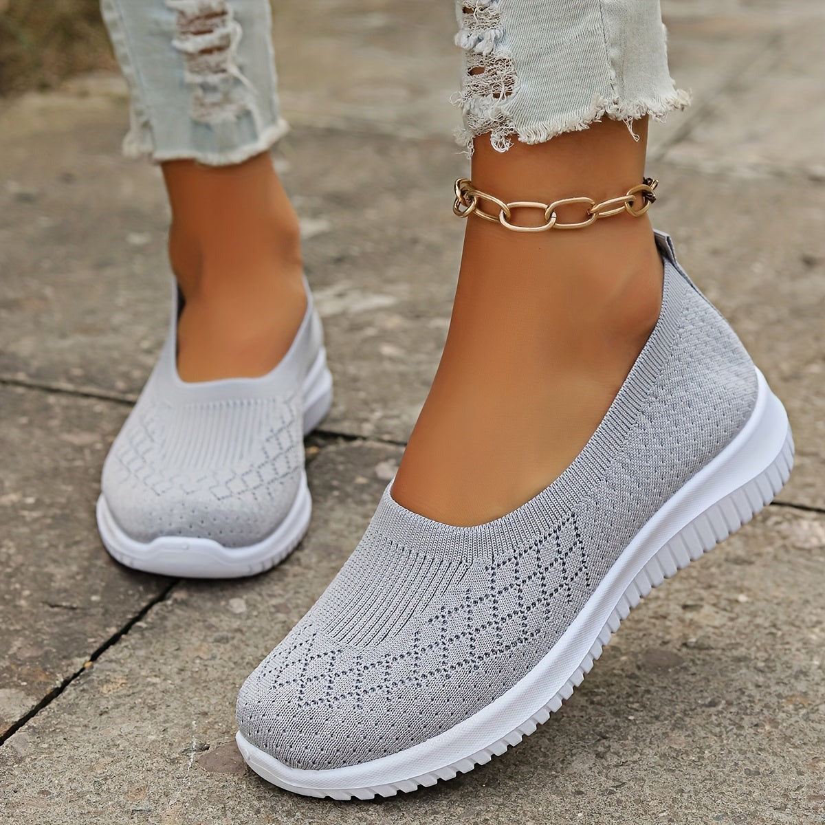 Women's Slip On Walking Sneakers with Textured Upper