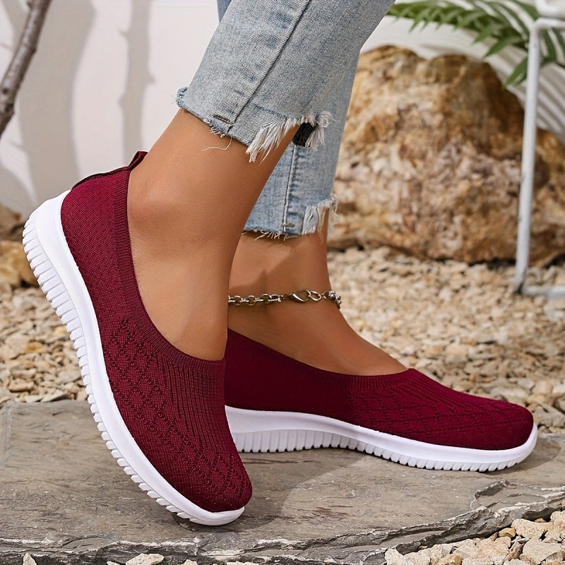 Women's Slip On Walking Sneakers with Textured Upper