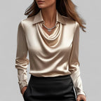 Women's Sparkly Going Out Blouse with Cowl Neck