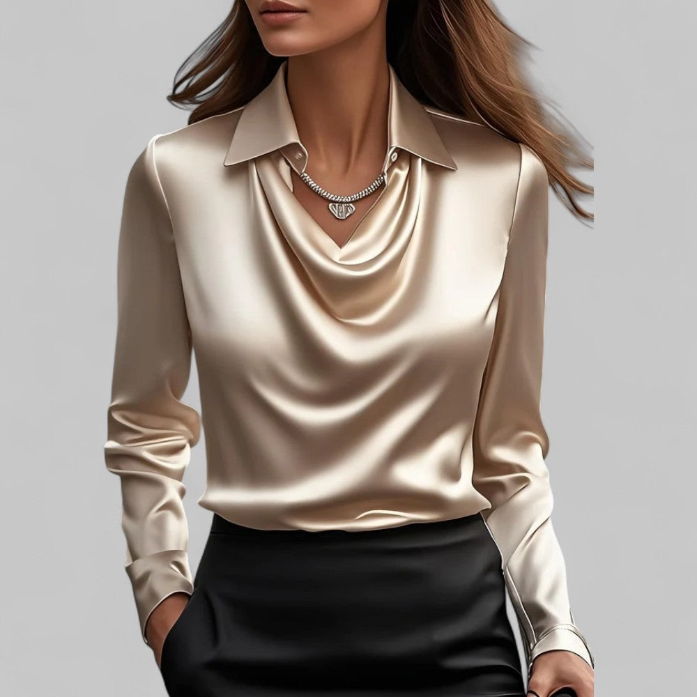 Women's Sparkly Going Out Blouse with Cowl Neck