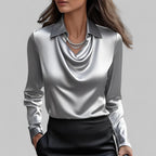 Women's Sparkly Going Out Blouse with Cowl Neck