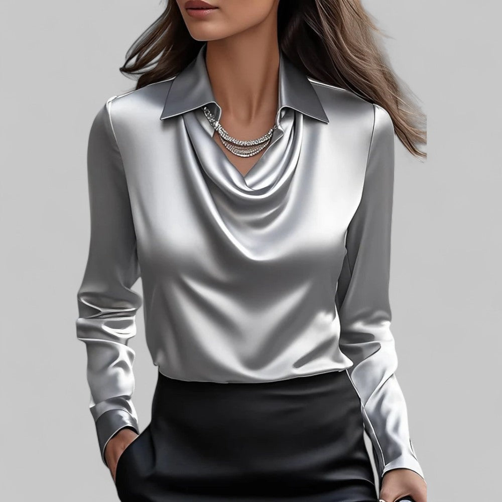 Women's Sparkly Going Out Blouse with Cowl Neck