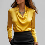 Women's Sparkly Going Out Blouse with Cowl Neck