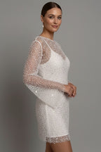 Women's Sparkly Party Mini Dress with Long Sleeve