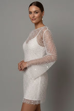 Women's Sparkly Party Mini Dress with Long Sleeve