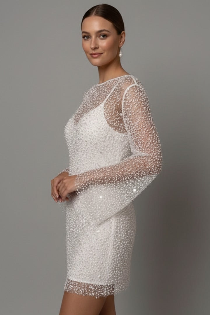 Women's Sparkly Party Mini Dress with Long Sleeve
