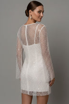Women's Sparkly Party Mini Dress with Long Sleeve