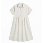 Women's Striped Shirt Midi Dress with Button Front and Pockets