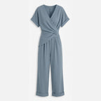 Women's Summer Elegant Jumpsuit with Wrap V-Neck