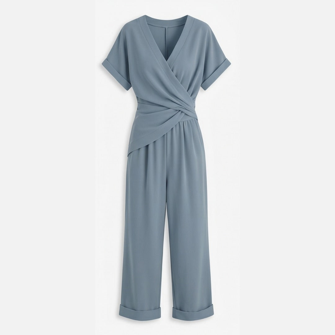 Women's Summer Elegant Jumpsuit with Wrap V-Neck
