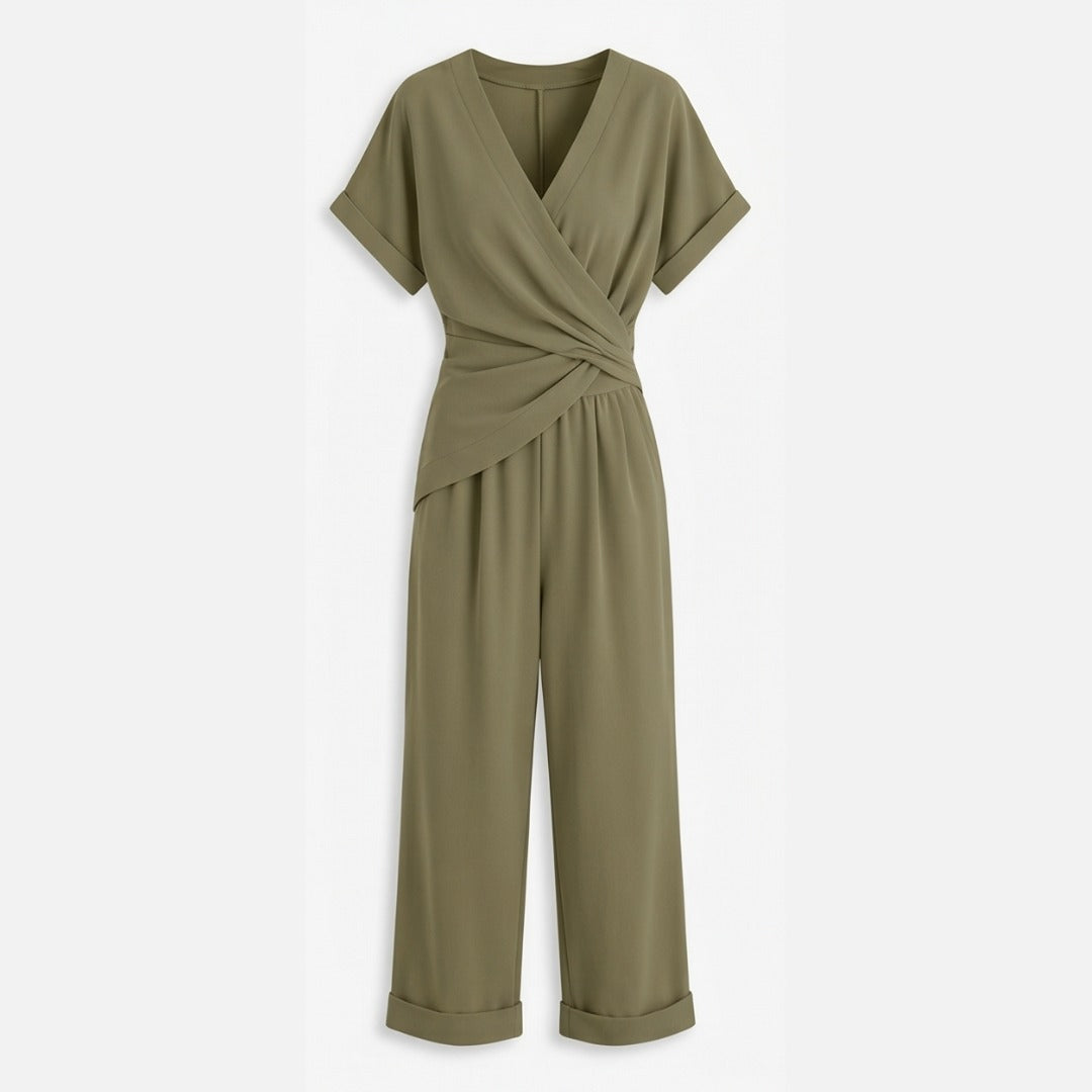 Women's Summer Elegant Jumpsuit with Wrap V-Neck
