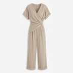 Women's Summer Elegant Jumpsuit with Wrap V-Neck