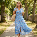Women's Summer Floral Maxi Dress with Button Front