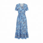 Women's Summer Floral Maxi Dress with Button Front