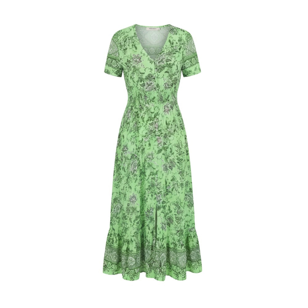 Women's Summer Floral Maxi Dress with Button Front