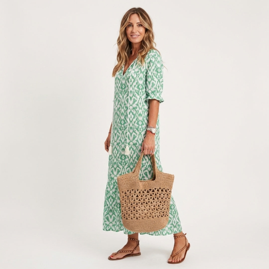 Women's Summer Floral Maxi Dress with Tassel Detail