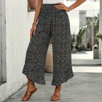 Women's Summer Floral Wide Leg Pants with Smocked Waist