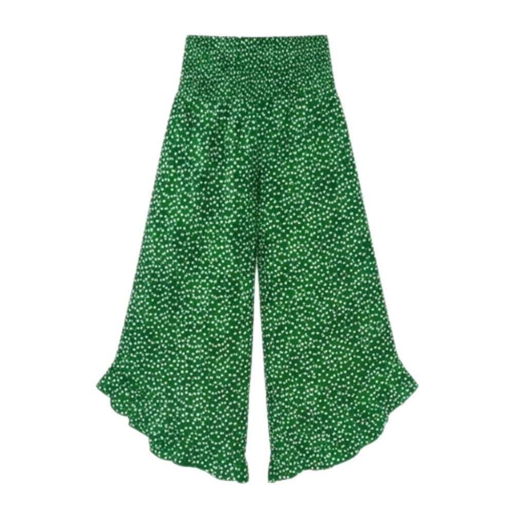 Women's Summer Floral Wide Leg Pants with Smocked Waist