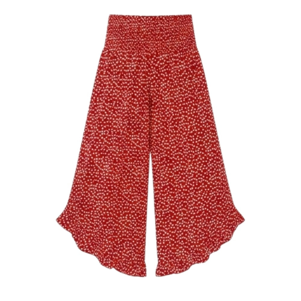 Women's Summer Floral Wide Leg Pants with Smocked Waist