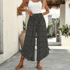 Women's Summer Floral Wide Leg Pants with Smocked Waist