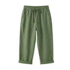 Women's Summer Linen Capri Pants with Drawstring Waist and Pockets