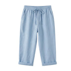 Women's Summer Linen Capri Pants with Drawstring Waist and Pockets