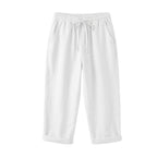Women's Summer Linen Capri Pants with Drawstring Waist and Pockets