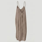 Women's Summer Linen Maxi Dress with Open Back