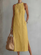 Women's Summer Maxi Dress with Halter Neck and Pockets