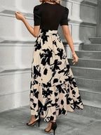Women's Summer Maxi Dress with Puff Sleeves and Tie Waist