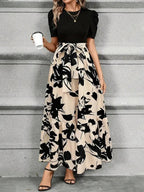 Women's Summer Maxi Dress with Puff Sleeves and Tie Waist