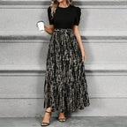 Women's Summer Maxi Dress with Puff Sleeves and Tie Waist