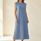 Women's Summer Maxi Dress with Side Slit and Pockets