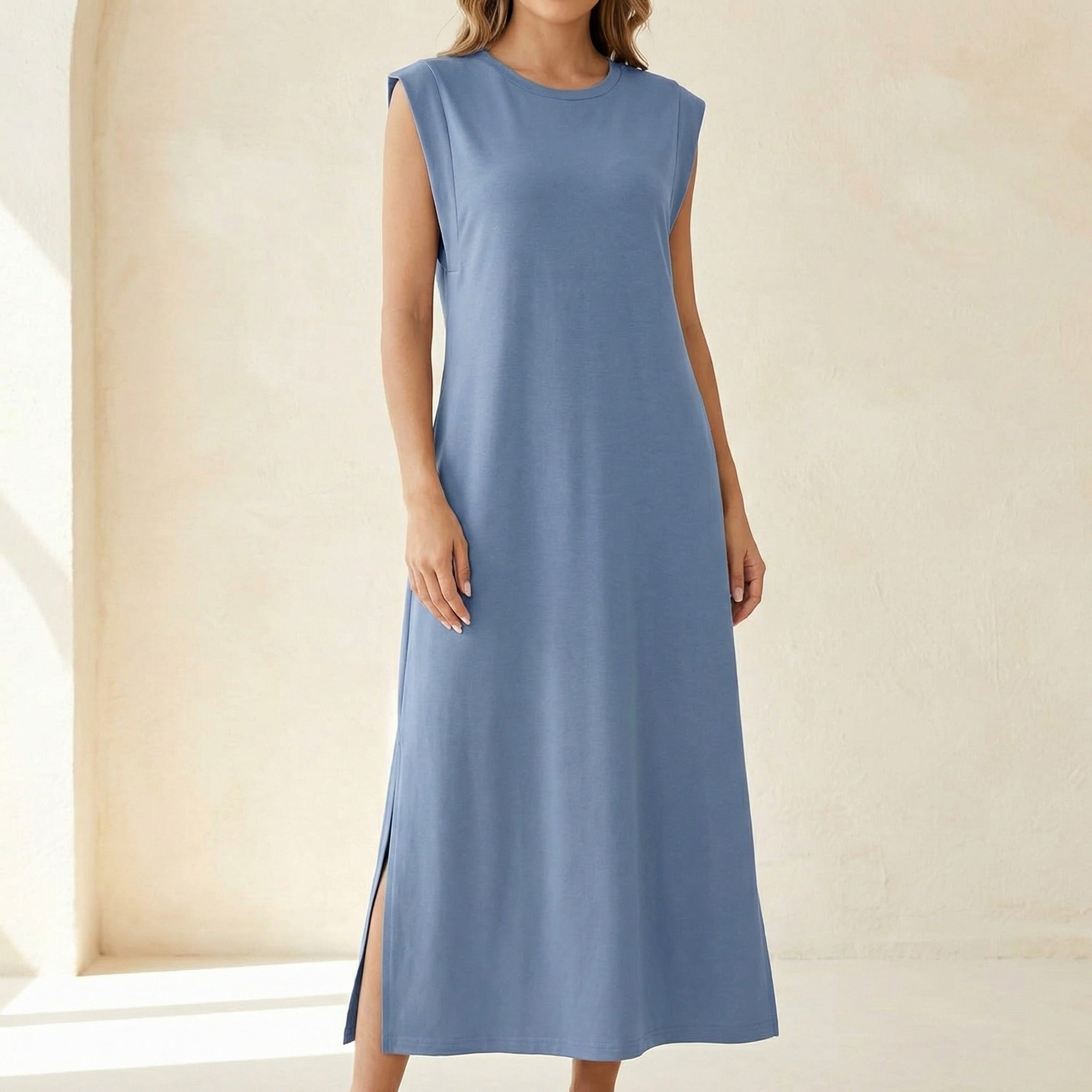 Women's Summer Maxi Dress with Side Slit and Pockets