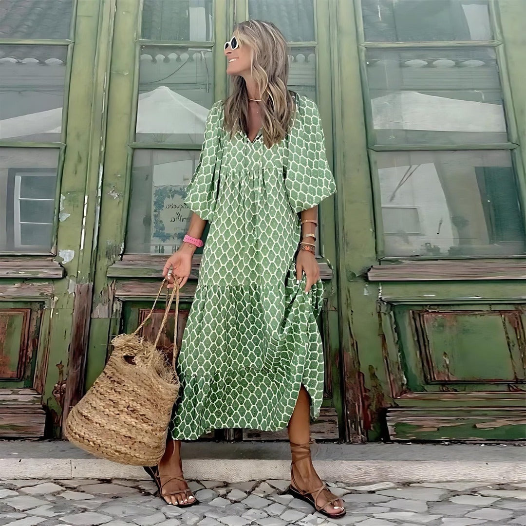 Women's Summer Maxi Dress with V-Neck