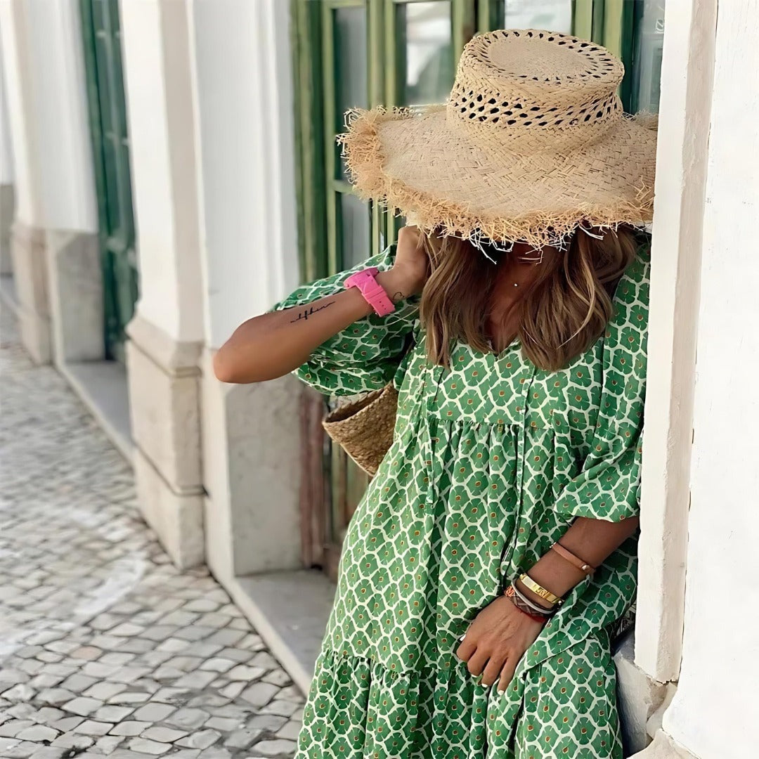 Women's Summer Maxi Dress with V-Neck