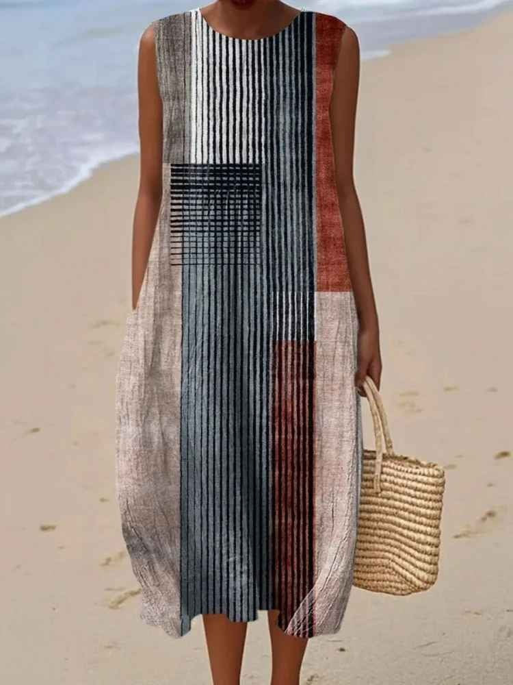 Women's Summer Midi Dress with Pockets