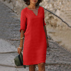 Women's Summer Midi Dress with V-Neck