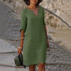 Women's Summer Midi Dress with V-Neck