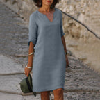 Women's Summer Midi Dress with V-Neck