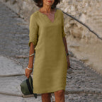 Women's Summer Midi Dress with V-Neck