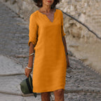 Women's Summer Midi Dress with V-Neck