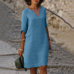 Women's Summer Midi Dress with V-Neck