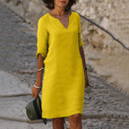Women's Summer Midi Dress with V-Neck
