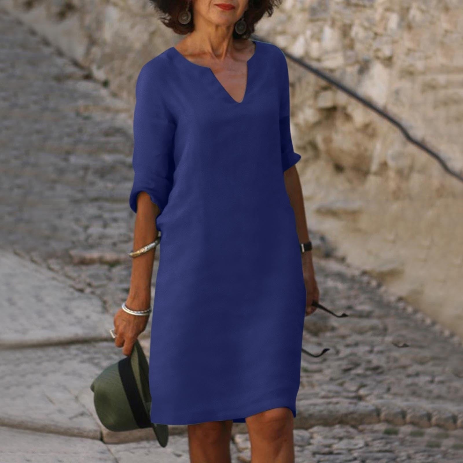 Women's Summer Midi Dress with V-Neck