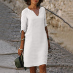 Women's Summer Midi Dress with V-Neck