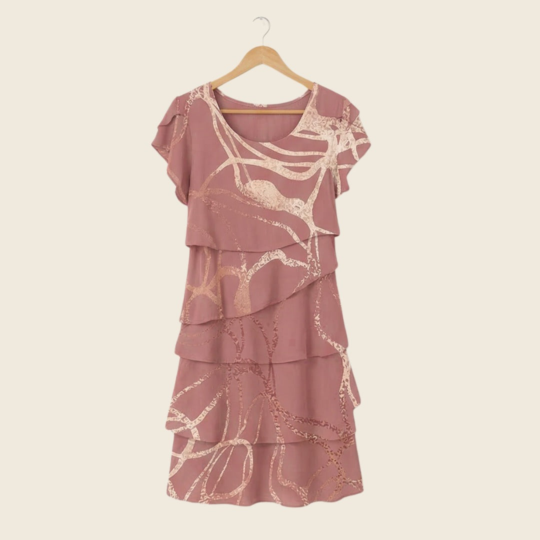 Women's Summer Party Midi Dress with Tiered Skirt