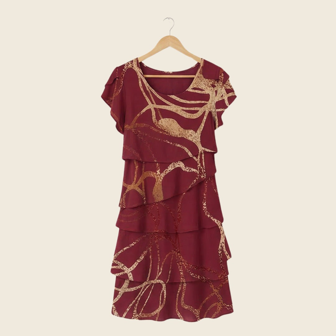 Women's Summer Party Midi Dress with Tiered Skirt