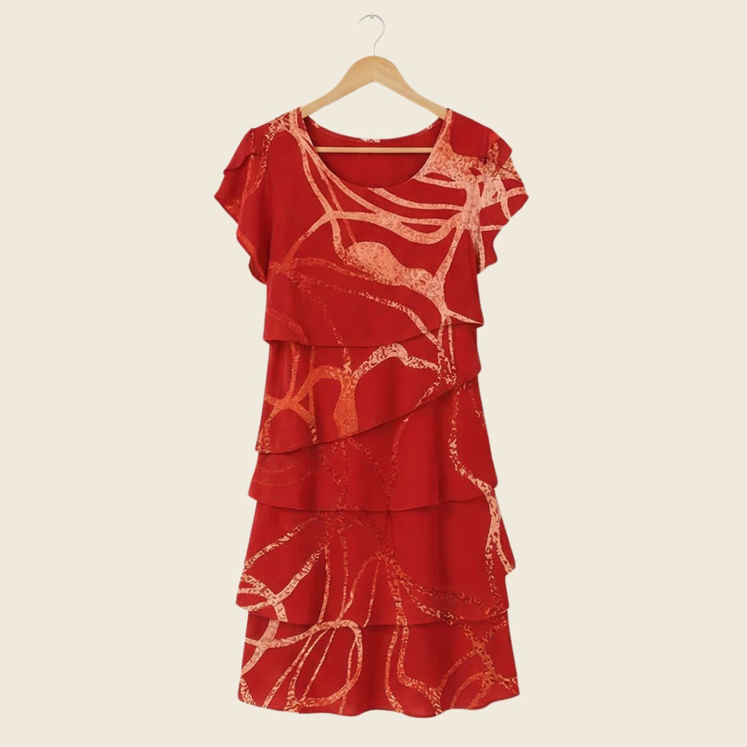 Women's Summer Party Midi Dress with Tiered Skirt
