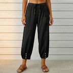 Women's Summer Relaxed Pants with Pockets and Drawstring Waist